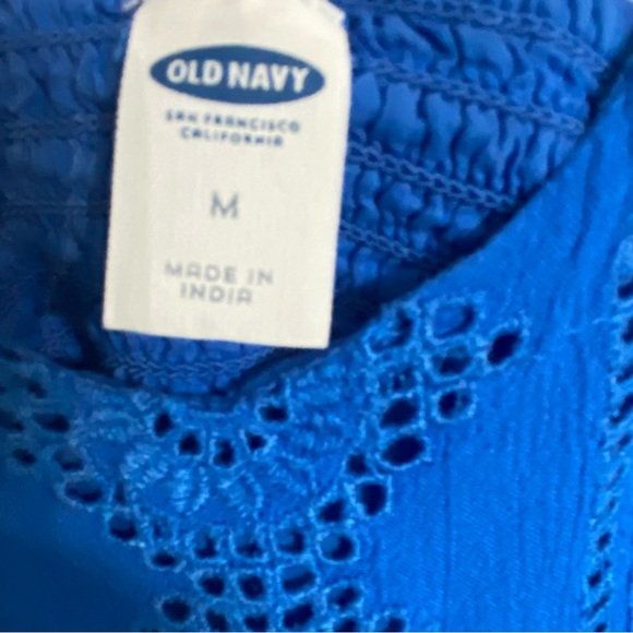 Old Navy Royal Blue Sleeveless Dress Midi Length Eyelet Woman’s Medium - Picture 5 of 9